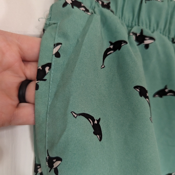 Men's Green Swim Trunks with Killer Whale Print - Large - Picture 3 of 6